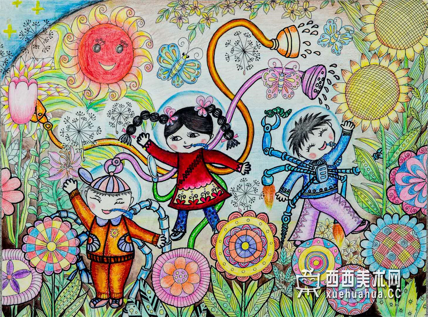 中学生获奖科幻画《 神奇的万能之手》欣赏(1)