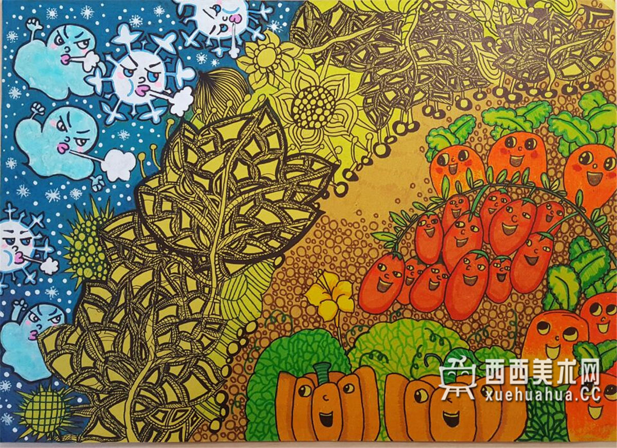 一等奖获奖中学生科幻画《植物地膜》(1)