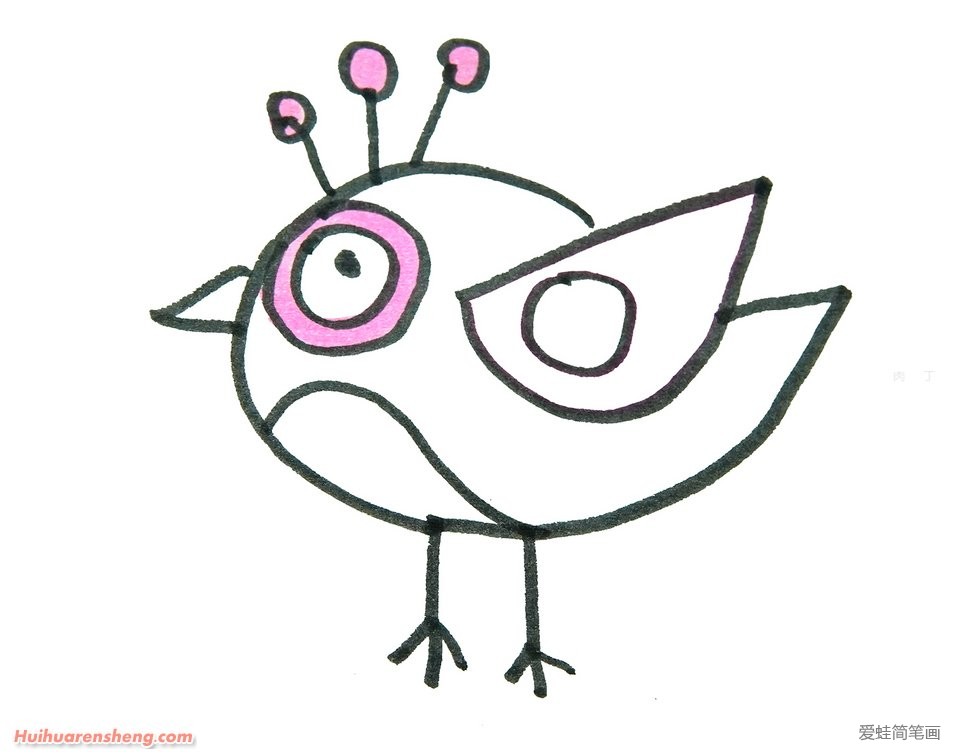 大眼睛的小鸟简笔画