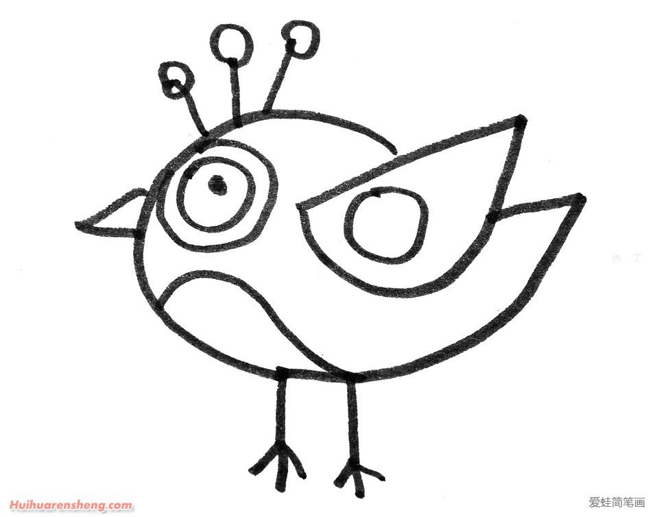 大眼睛的小鸟简笔画