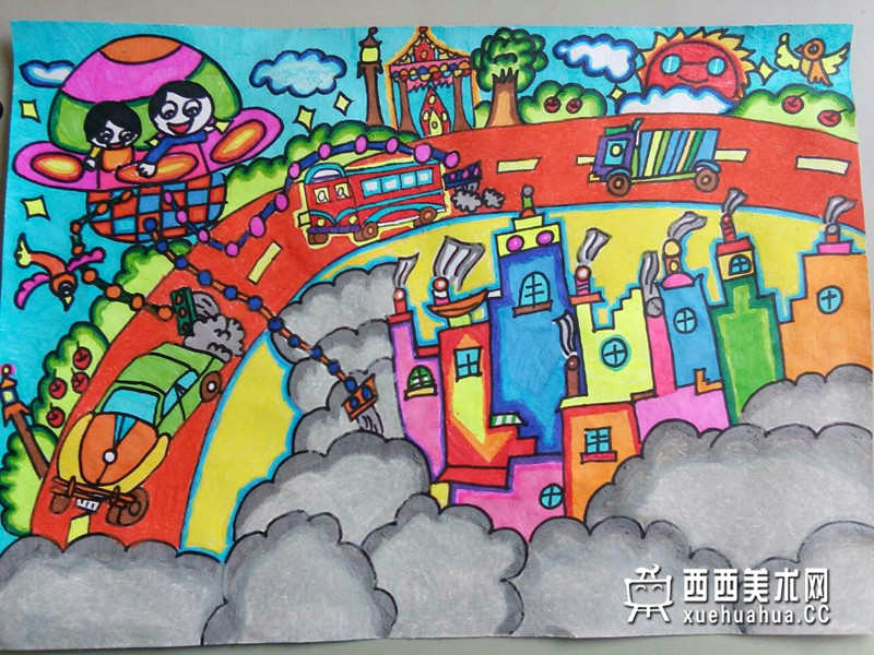 三等奖小学生获奖科幻画《新型吸尘器》欣赏(1)