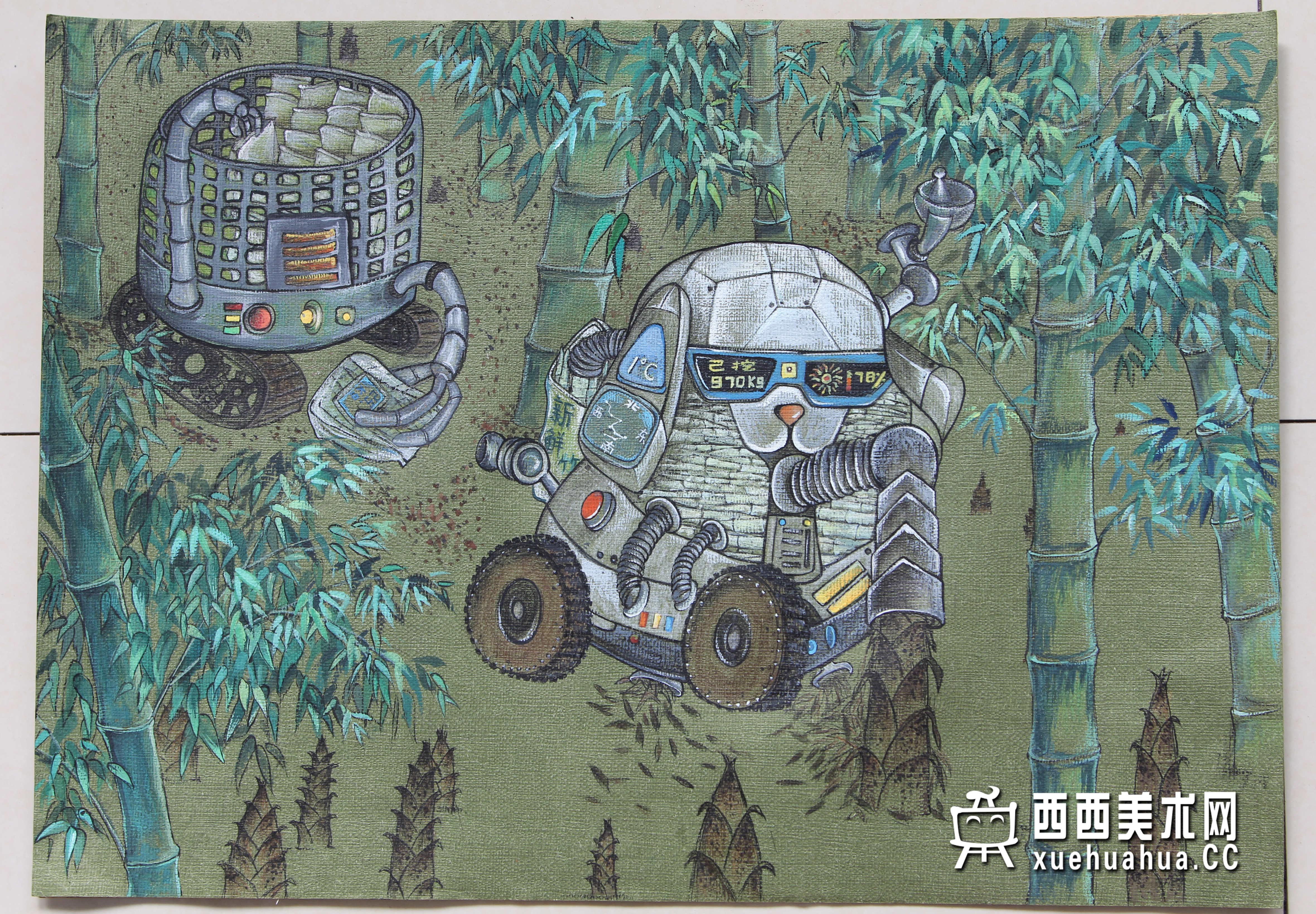 优秀中学生获奖科幻画《智能挖笋机》赏析(1)