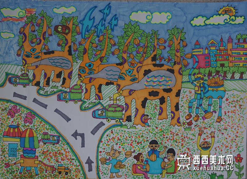 三等奖小学生获奖科幻画《果汁王国》欣赏(1)