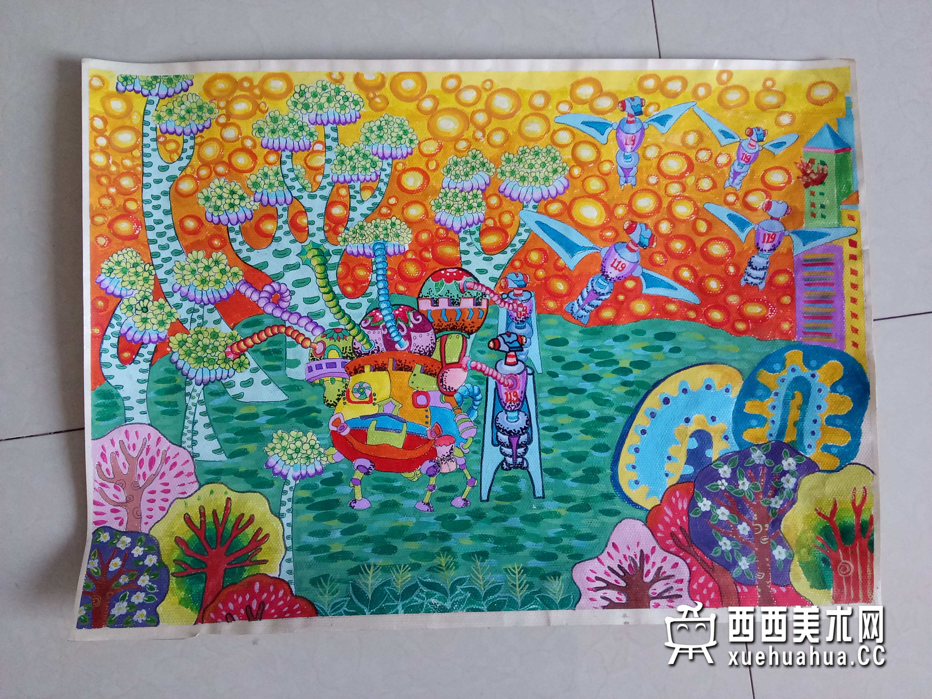 优秀小学生获奖科幻画《植物灭火器》赏析(1)