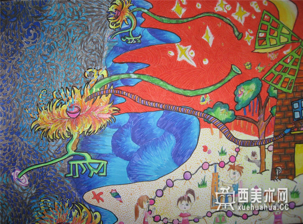 小学生科幻画《台风转换器》赏析(1)