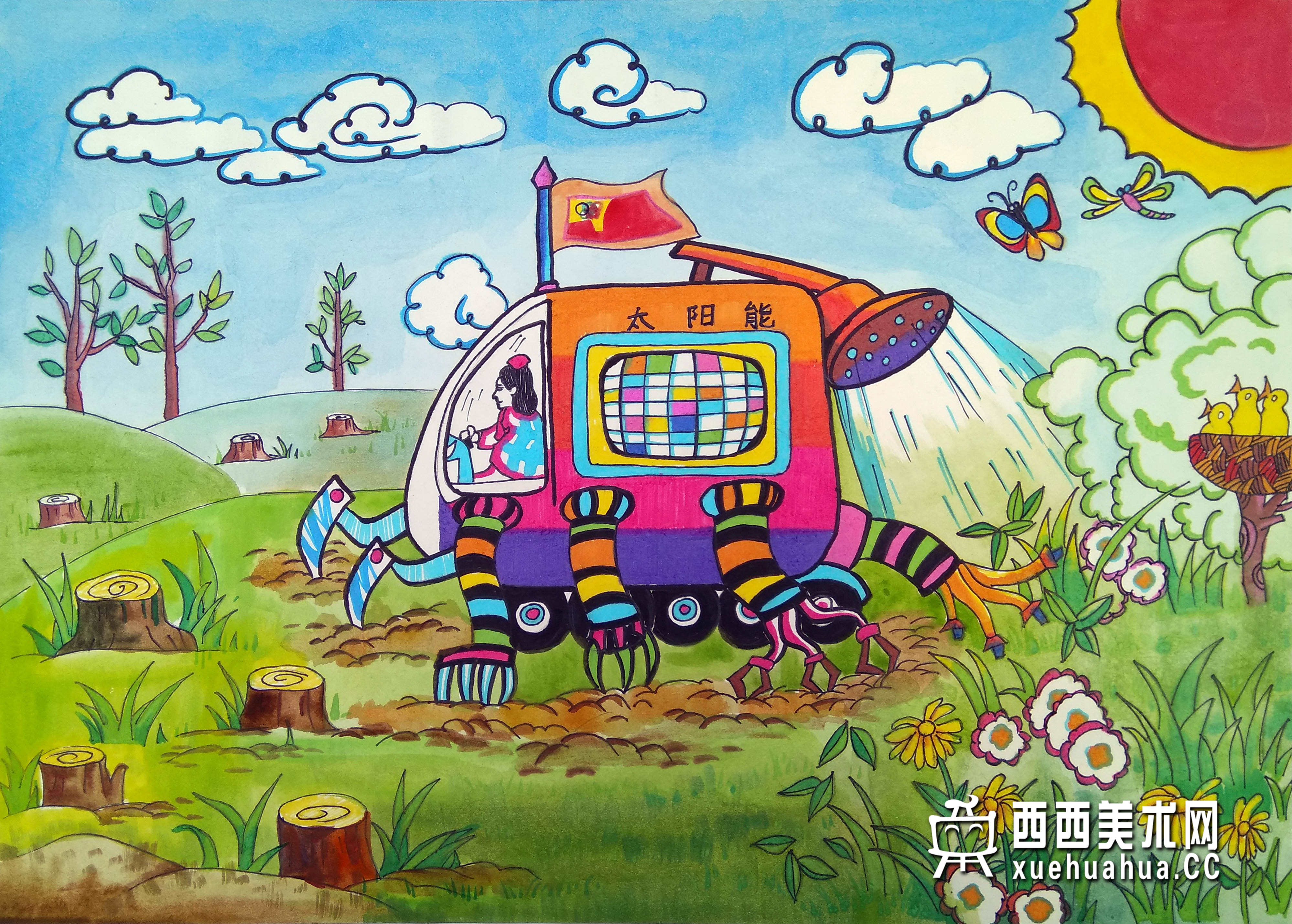 优秀小学生获奖科幻画《自动播种机》欣赏(1)