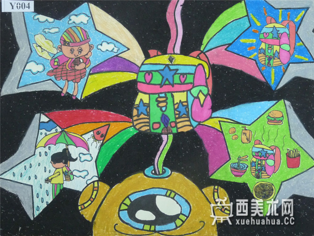 儿童获奖科幻画《多功能书包》(1)