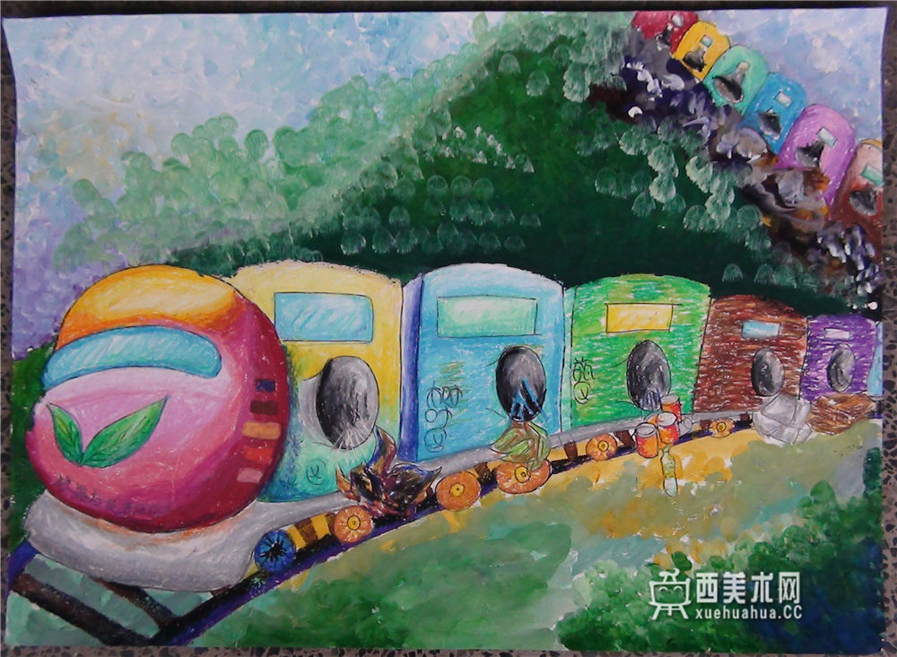 小学生获奖科幻画《铁路垃圾清理能手》(1)