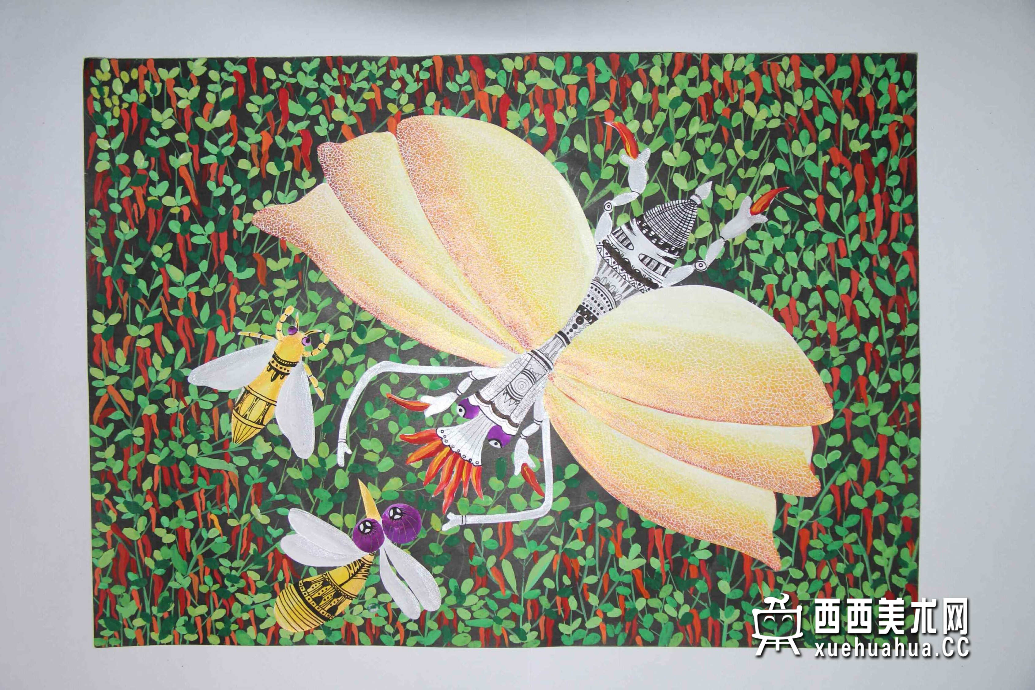 一等奖小学生获奖科幻画《智能辣椒采摘仪》赏析(1)
