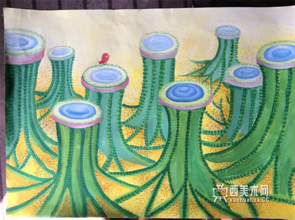 儿童科幻画《沙漠里的“草皮树”》赏析(1)