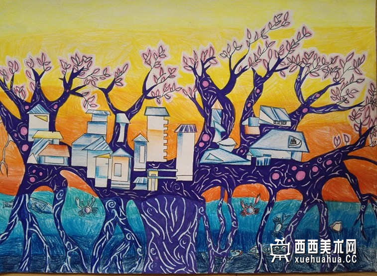 优秀小学生获奖科幻画《智能房子》赏析(1)