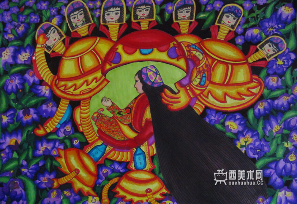 中学生获奖科幻画《新疆海娜花无头损烫染》赏析(1)