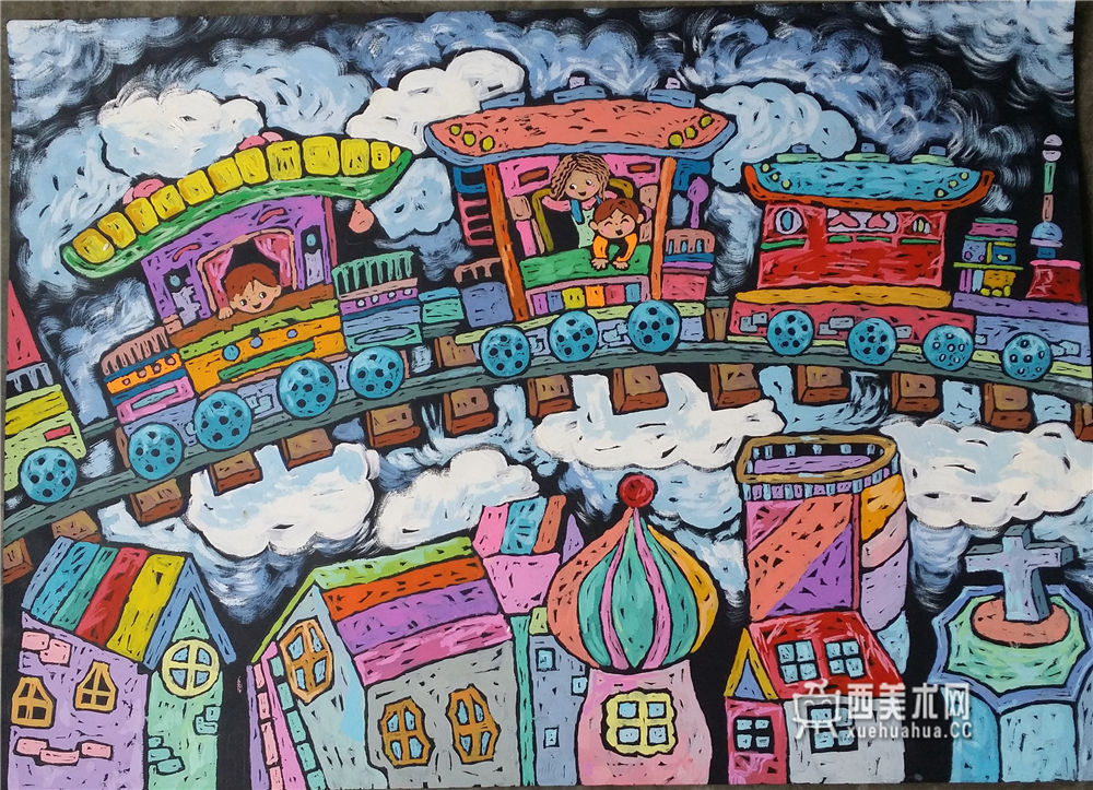 小学生获奖科幻画《天路》(1)