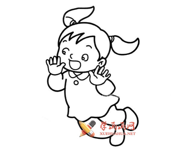 挥着翅膀的小女孩的简笔画画法素材(2)