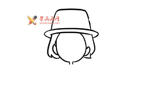 戴帽子的小女孩的简笔画画法教程【彩色】(3)