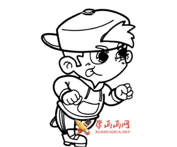 跑步的小男孩的简笔画画法图片(1)