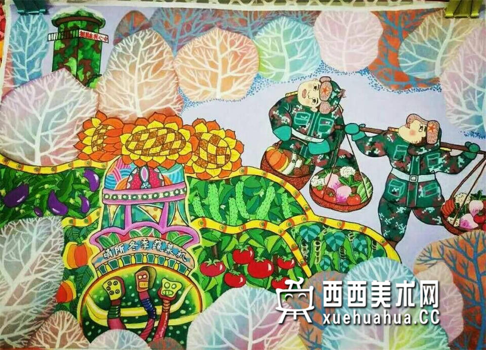 优秀小学生获奖科幻画《哨所冬季蔬菜机》欣赏(1)