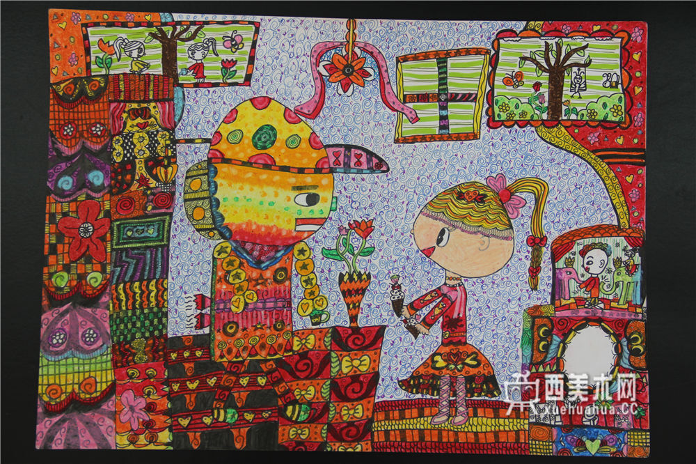 三等奖优秀儿童科幻画《智能机器人》(1)