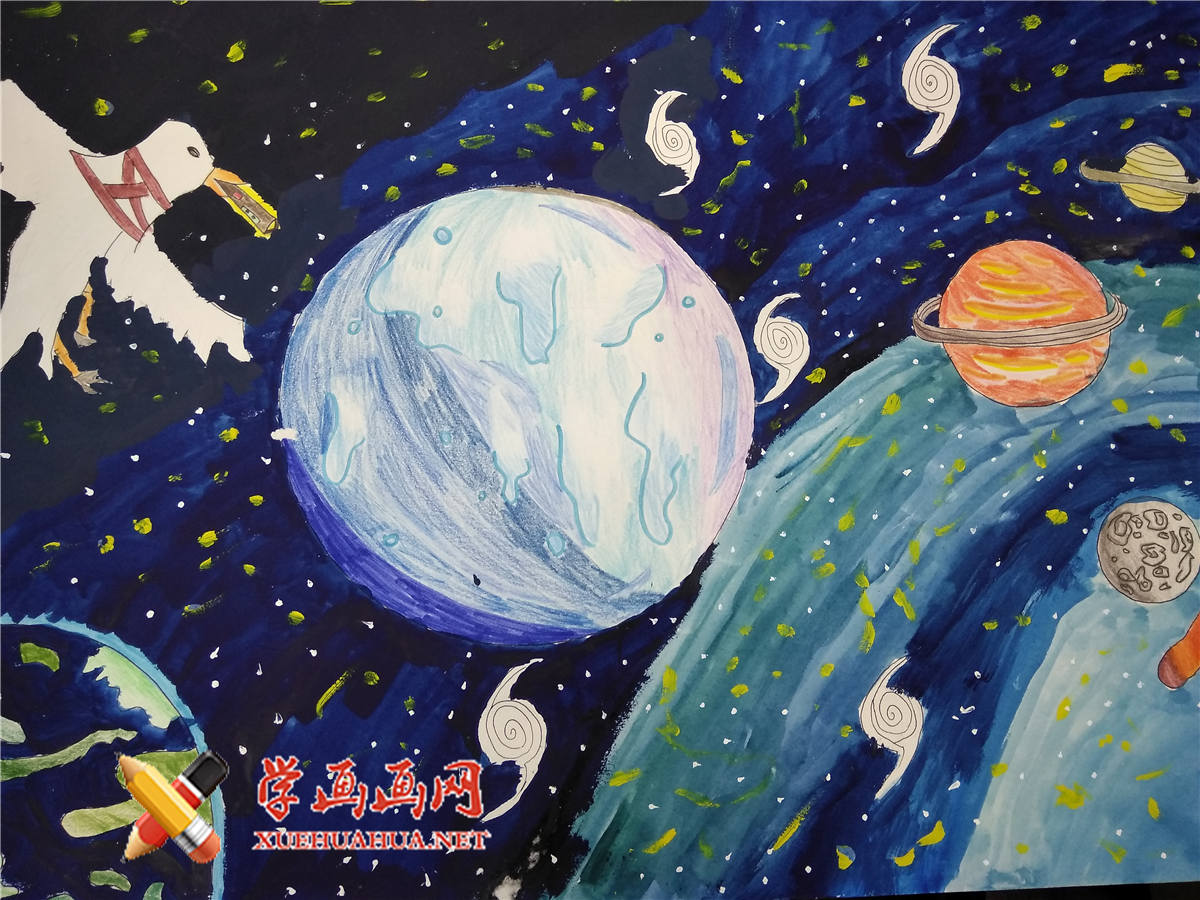 查看原始大图 小学生获奖科幻画《水源机器鸟_郑卓霖》(1)