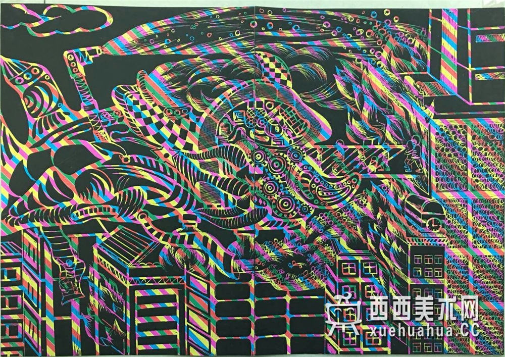 查看原始大图 三等奖小学生获奖科幻画《新式119灭火飞船》赏析(1)