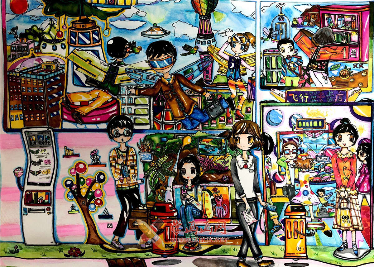 查看原始大图 一等奖获奖科幻画赏析《飞翔时代》(1)