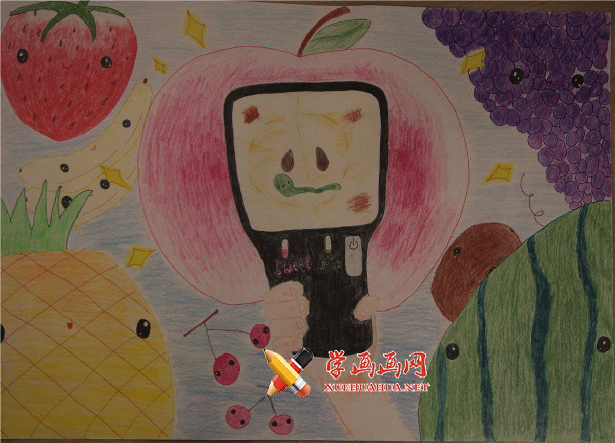 三等奖儿童科幻画《水果透視器》(1)