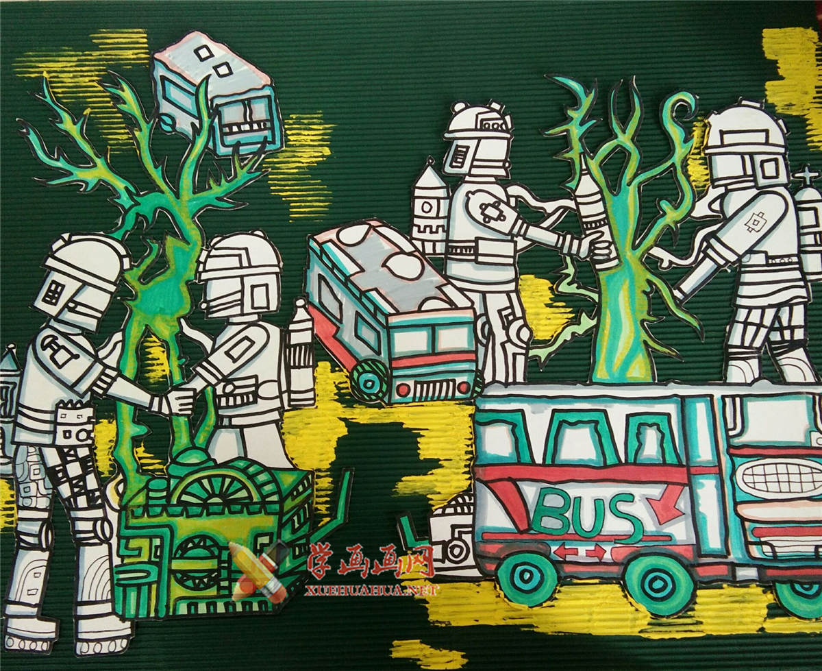 查看原始大图 小学生科幻画作品《旧衣翻新机》(1)