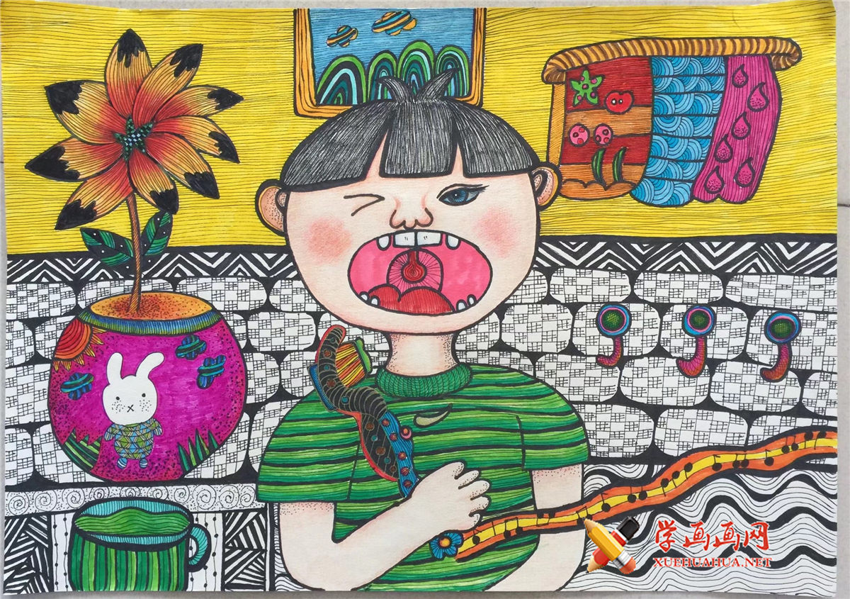 查看原始大图 三等奖小学生优秀科幻画《神奇的牙刷》(1)