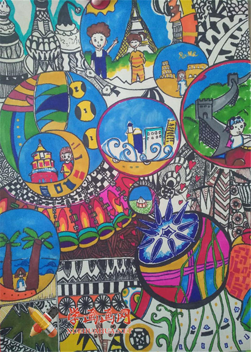 查看原始大图 三等奖中学生获奖科幻画《纳米激光旅行球》(1)