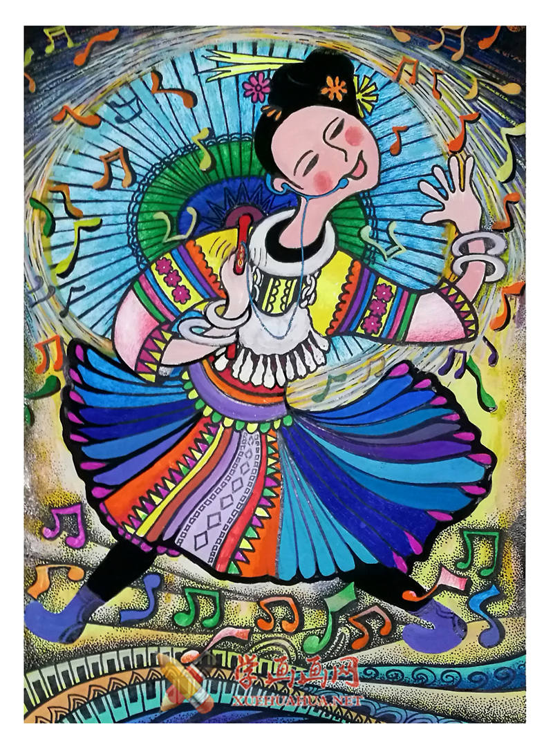 查看原始大图 优秀中学生科幻画作品《我的音乐伞》(1)