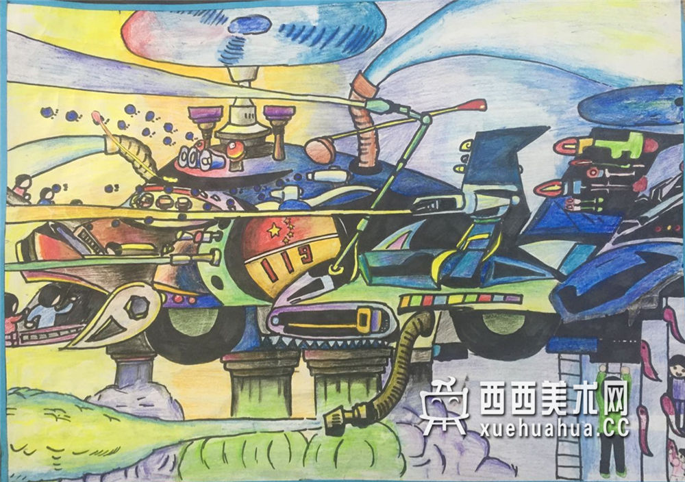 查看原始大图 三等奖获奖科幻画《119战舰》(1)