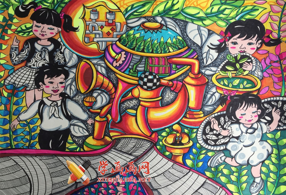 查看原始大图 儿童科幻画:《天然智能制衣机》(1)