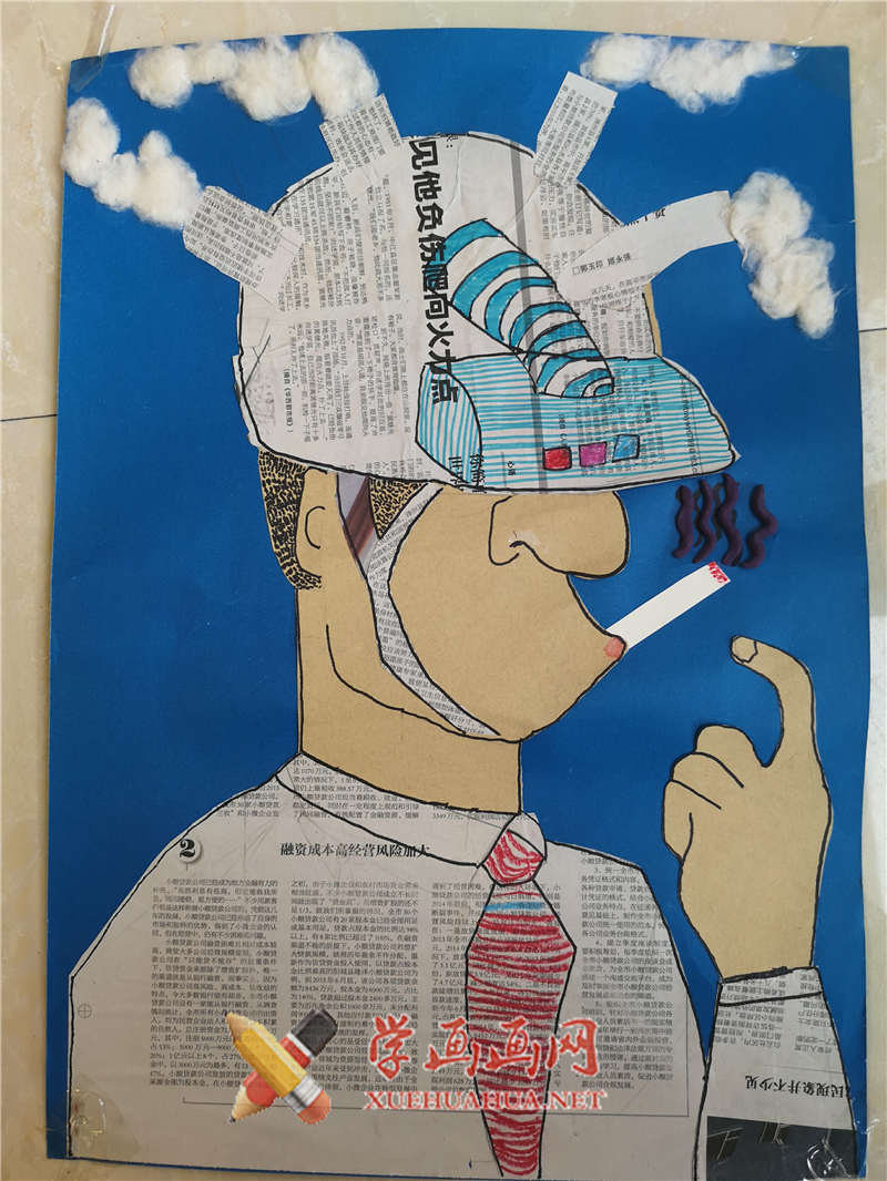 三等奖小学生科幻画作品《爸爸的吸烟装置》(1)