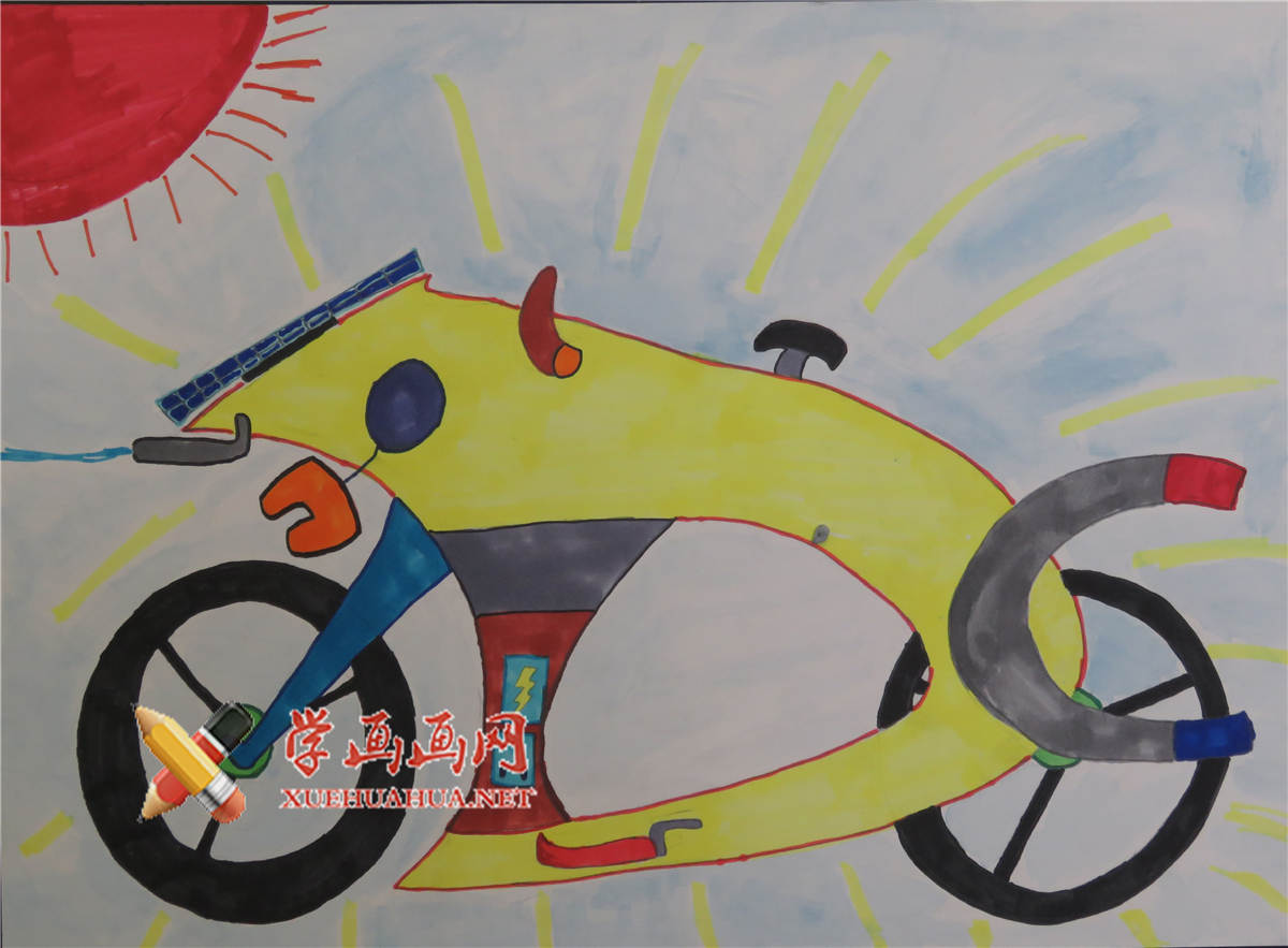 中学生三等奖科幻画《救援電單車》(1)
