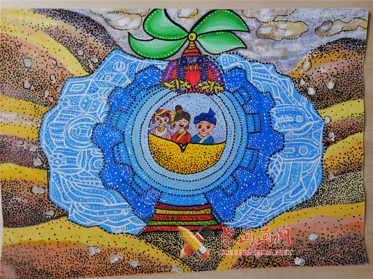 查看原始大图 三等奖小学生获奖科幻画《泥石流应急机》(1)