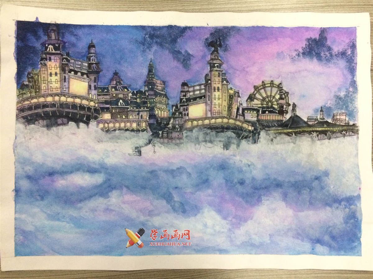 查看原始大图 二等奖获奖科幻画《空中城》(1)