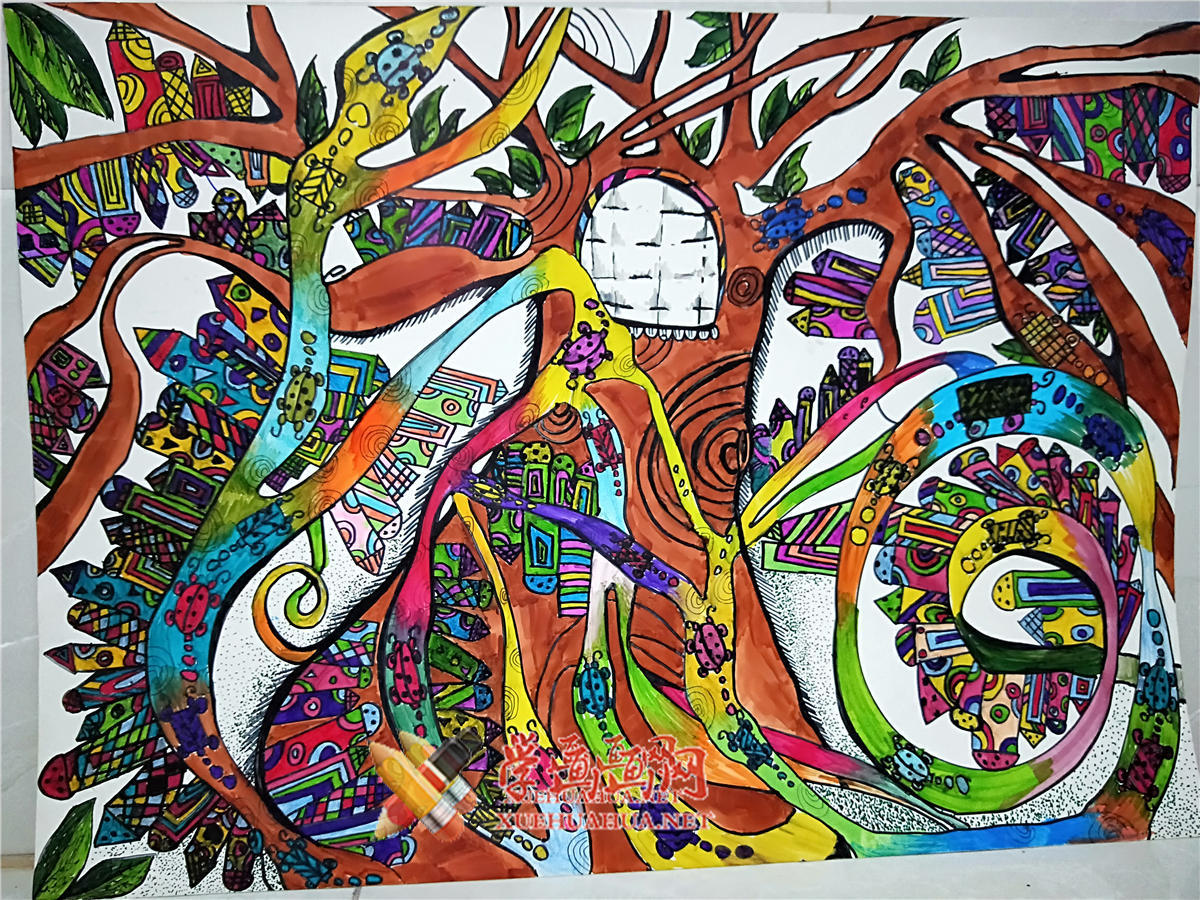 查看原始大图 儿童获奖科幻画赏析《参天大厦》(1)