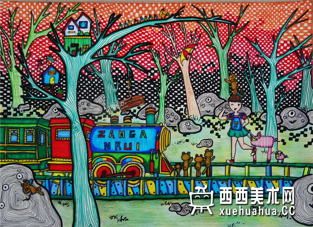 查看原始大图 二等奖小学生获奖科幻画《开往春天的列车》赏析(1)