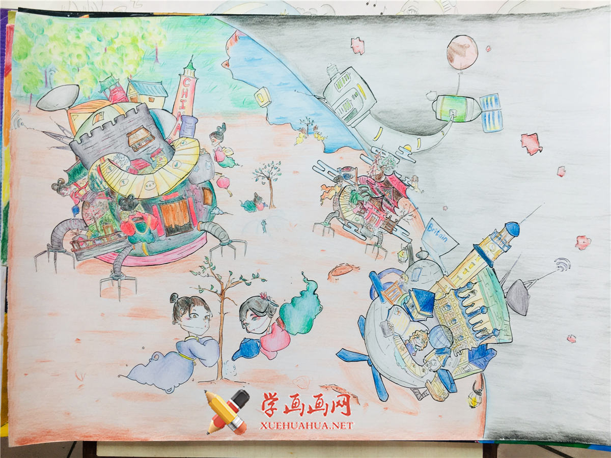 海外三等奖小学生科幻画《改善火星計劃》(1)
