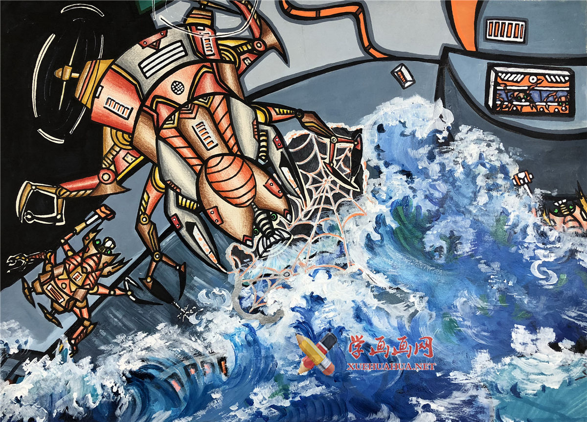 查看原始大图 二等奖获奖科幻画赏析《船只遇险自救仪》(1)