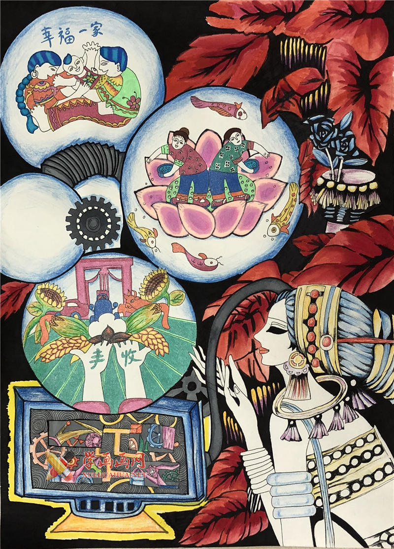 查看原始大图 一等奖小学生科幻画作品《美好记忆收集器》赏析(1)
