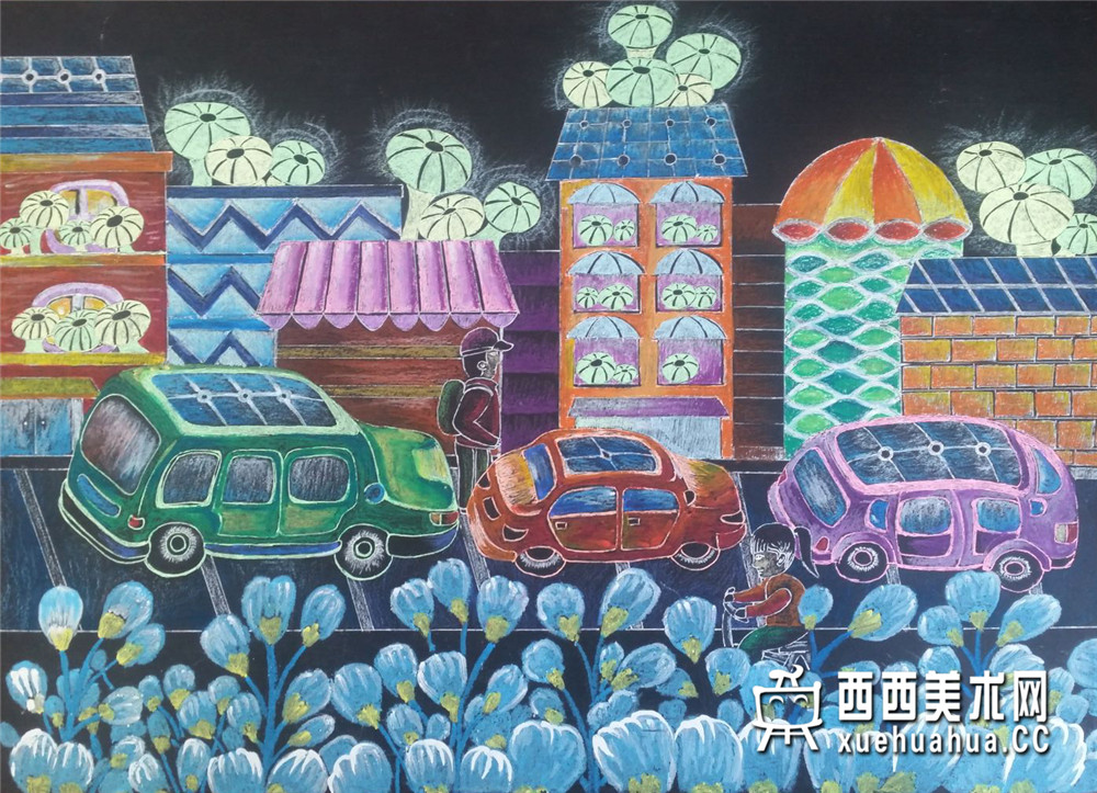 查看原始大图 优秀小学生获奖科幻画《发光植物》欣赏(1)