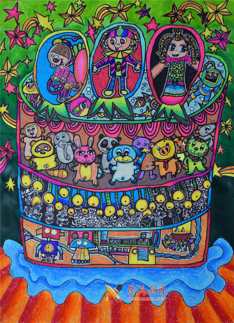 查看原始大图 一年级优秀科幻画《蛋糕方舟》(1)