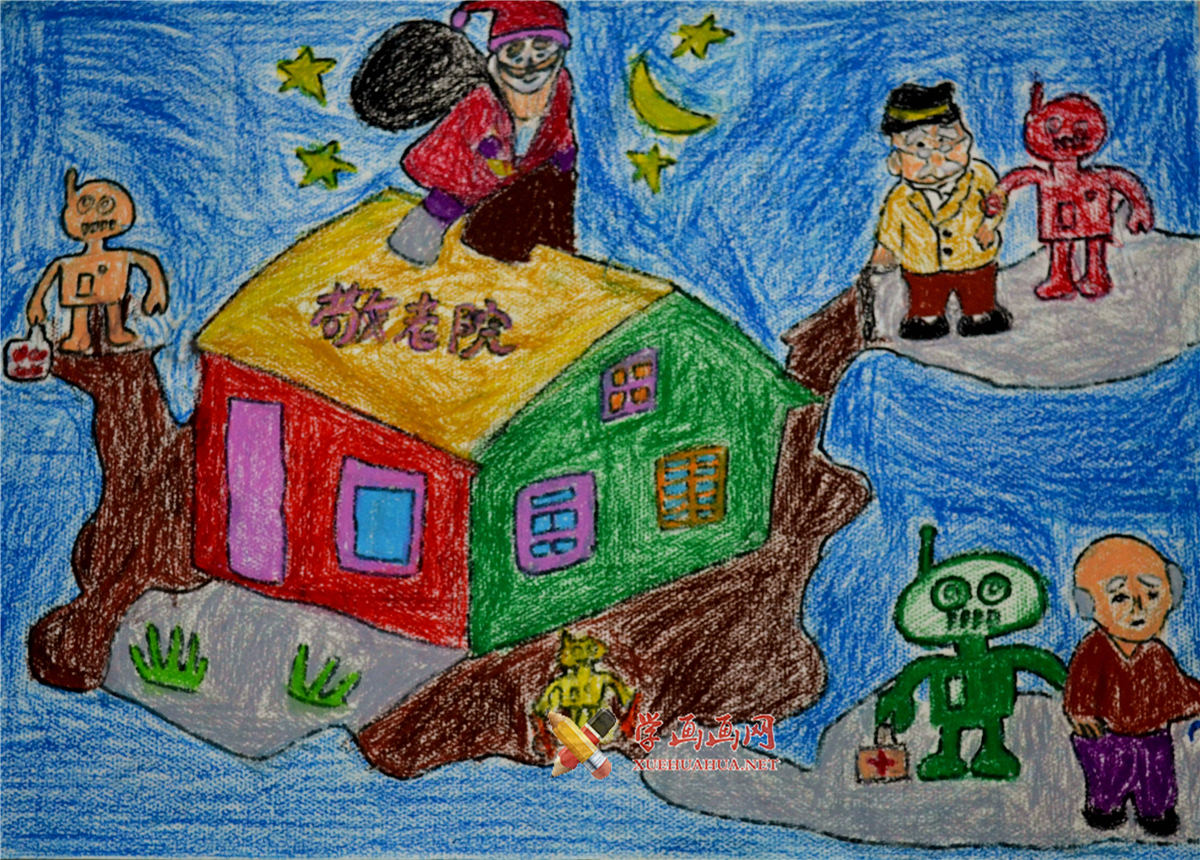 查看原始大图 三等奖幼儿园科幻画《智能护工》(1)