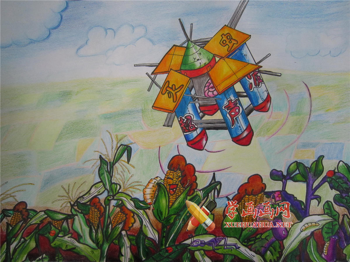 查看原始大图 优秀科幻画鉴赏《超声波灭虫仪》(1)