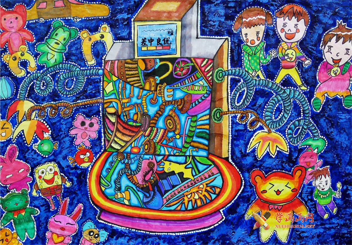 查看原始大图 初中生环保科幻画赏析《甲醛消除检测仪》(1)