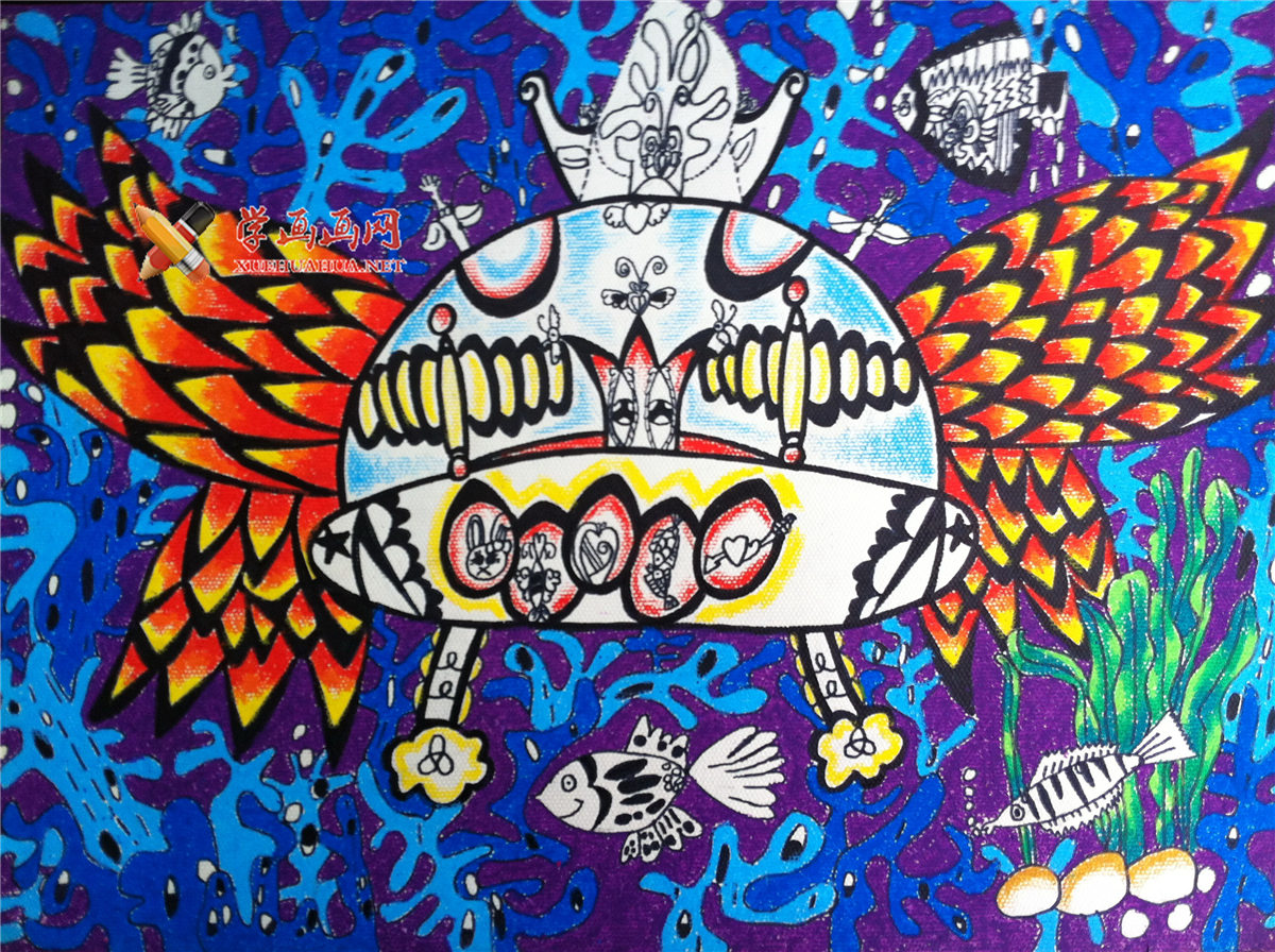 查看原始大图 四年级儿童科幻画《海底世界》赏析(1)