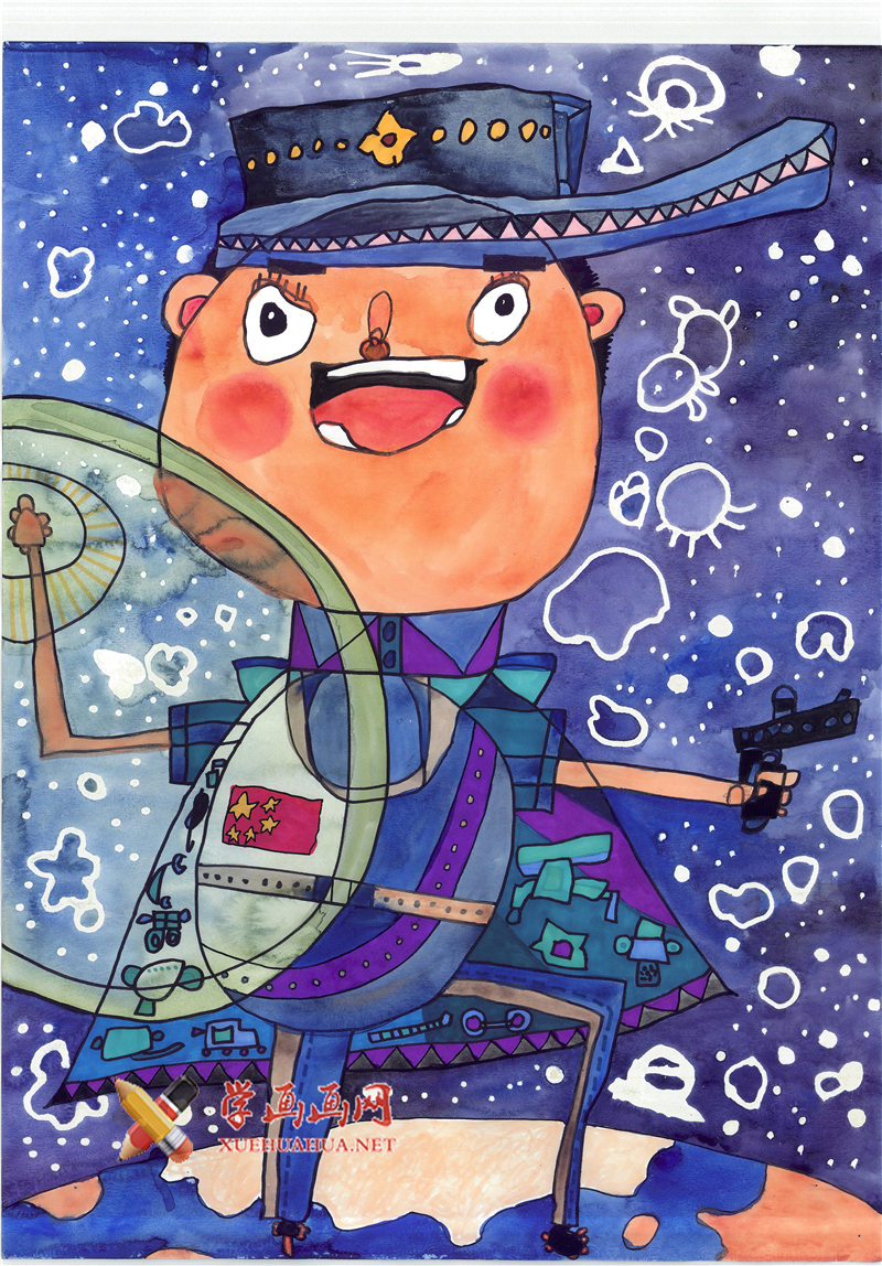 查看原始大图 一等奖幼儿园科幻画《宇宙超级战警》(1)