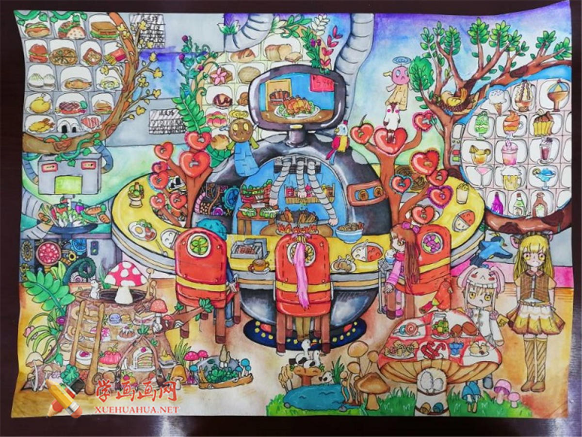 查看原始大图 二等奖小学生获奖作品《新型餐厅》(1)