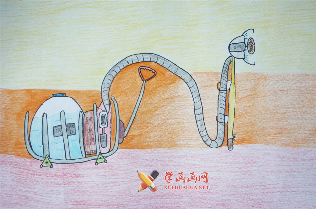 查看原始大图 二年级小学生获奖科幻画《小广告清除机》赏析(1)